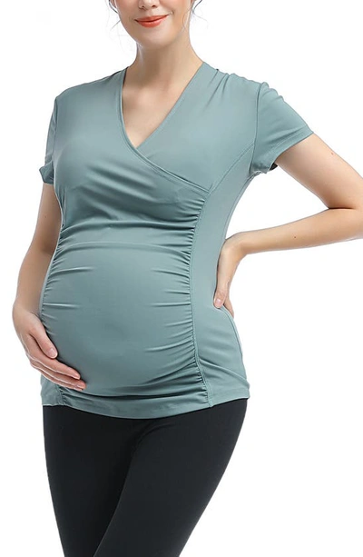 Shop Kimi And Kai Essential Maternity/nursing Top In Beryl Green