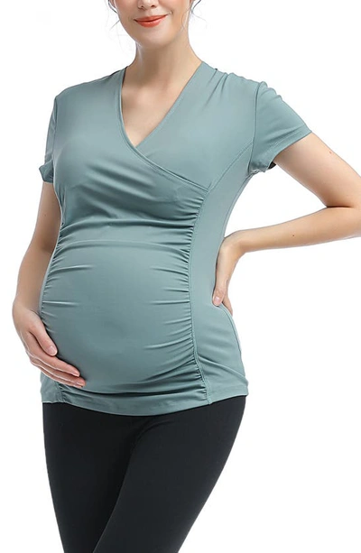 Kimi And Kai Essential Maternity/nursing Top In Beryl Green