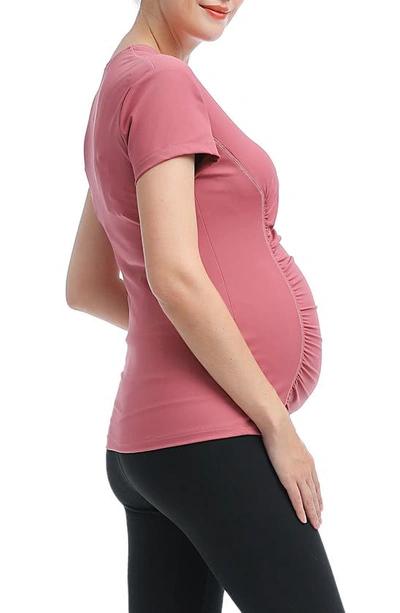 Kimi And Kai Essential Maternity/nursing Top In Rose