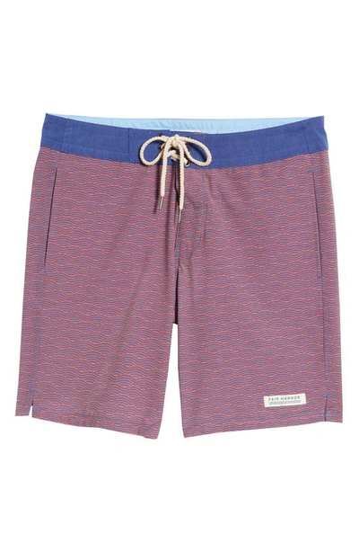 Shop Fair Harbor Nautilus Wave Print Board Shorts In Red Waves