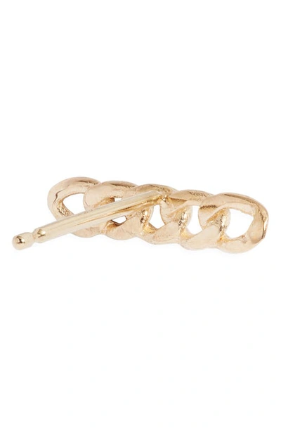 Shop Zoë Chicco Curb Chain Bar Single Stud Earring In 14k Yellow Gold