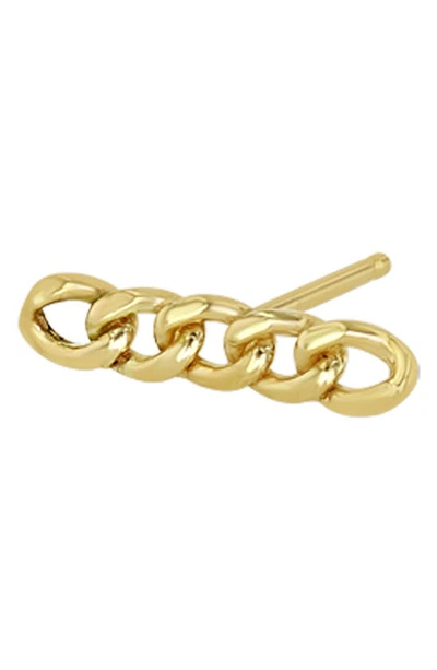 Shop Zoë Chicco Curb Chain Bar Single Stud Earring In 14k Yellow Gold