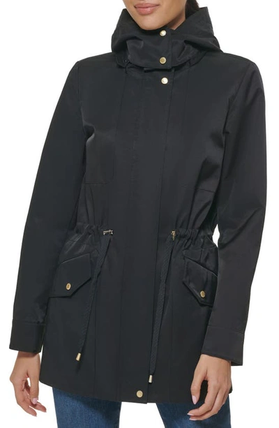 Shop Cole Haan Short Rain Jacket In Black