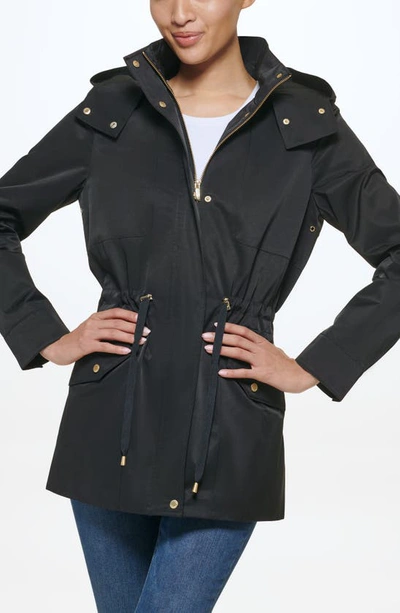 Shop Cole Haan Short Rain Jacket In Black
