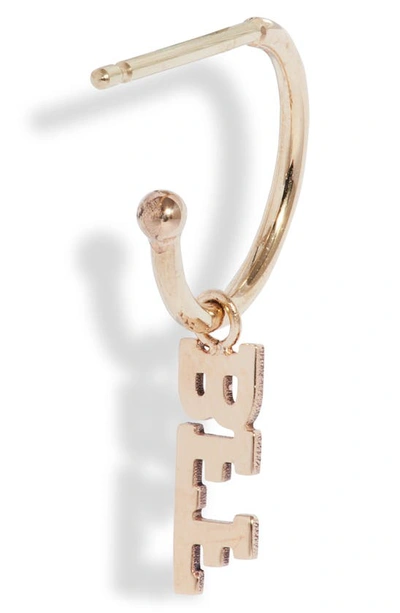 Zoë Chicco Tiny Letters Bff Single Drop Hoop Earring In 14k Yellow Gold