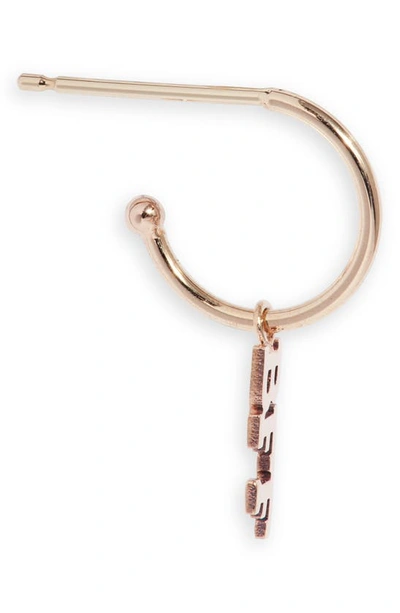Zoë Chicco Tiny Letters Bff Single Drop Hoop Earring In 14k Yellow Gold