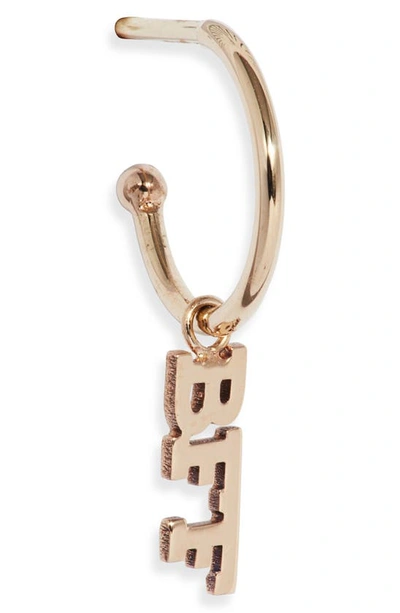 Zoë Chicco Tiny Letters Bff Single Drop Hoop Earring In 14k Yellow Gold