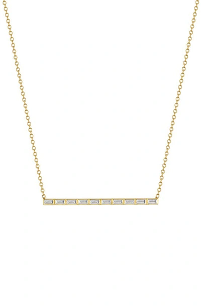 Shop Zoë Chicco Diamond Baguette Bar Pendant Necklace In 14k Yellow Gold