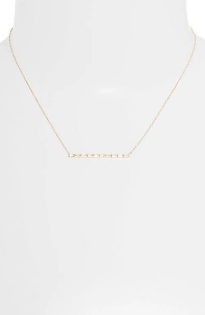 Shop Zoë Chicco Diamond Baguette Bar Pendant Necklace In 14k Yellow Gold