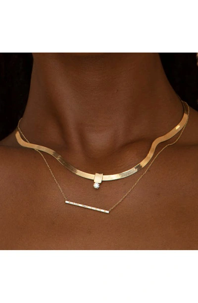 Zoë Chicco Diamond Baguette Bar Pendant Necklace In 14k Yellow Gold