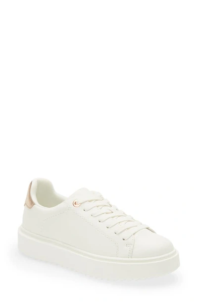 Shop Steve Madden Charlie Platform Sneaker In White/ Rose Gold