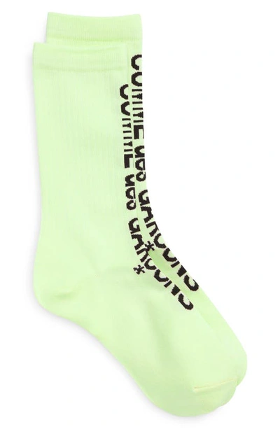 Shop Comme Des Garçons Logo Crew Socks In Light Green