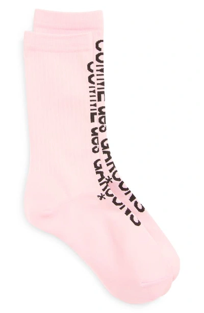 Shop Comme Des Garçons Logo Crew Socks In Light Pink