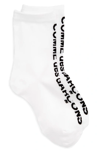 Shop Comme Des Garçons Logo Crew Socks In White