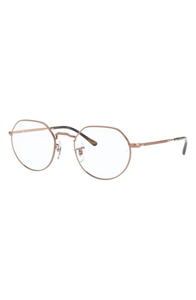 Shop Ray Ban 53mm Metal Optical Glasses In Brown