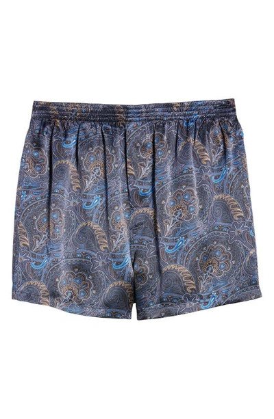 Shop Majestic Paisley Silk Boxers In Midnight