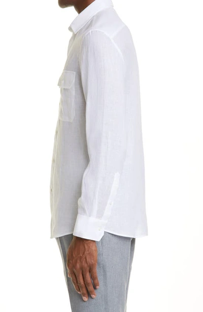 Shop Brunello Cucinelli Loose Fit White Linen Button-up Shirt In C159-white