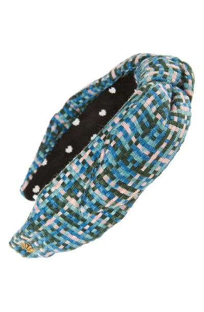 Shop Lele Sadoughi Veronica Knotted Tweed Headband In Lawn Check