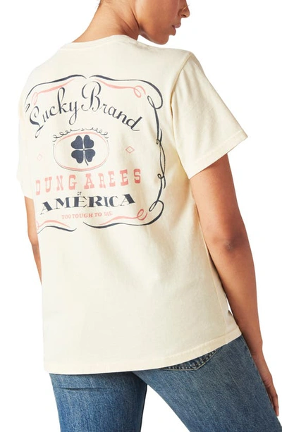 Shop Lucky Brand Classic Logo Boyfriend Graphic Tee In Almond Oil