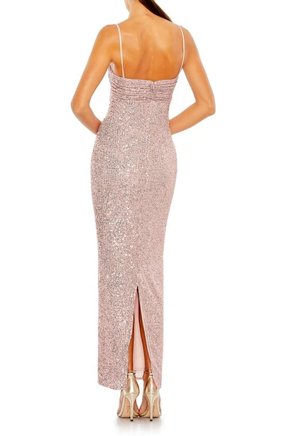 Shop Mac Duggal Bow Bodice Sequin Column Gown In Rose Pink