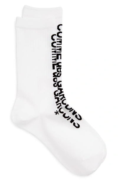 Shop Comme Des Garçons Logo Crew Socks In White