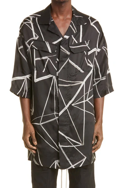 Magnum Tommy Abstract-print Oversized Shirt In Black