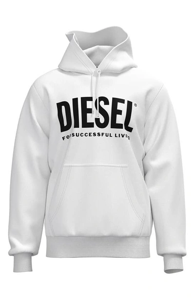 Shop Diesel Logo Graphic Cotton Hoodie In White