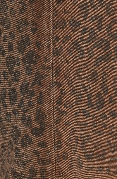 Shop Golden Goose Deena Leopard Print Crop Raw Edge Jeans In Leopard Tannin/black