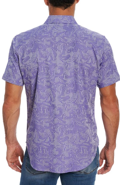 Shop Robert Graham Rum Swizzle Stretch Print Short Sleeve Button-up Shirt In Purple
