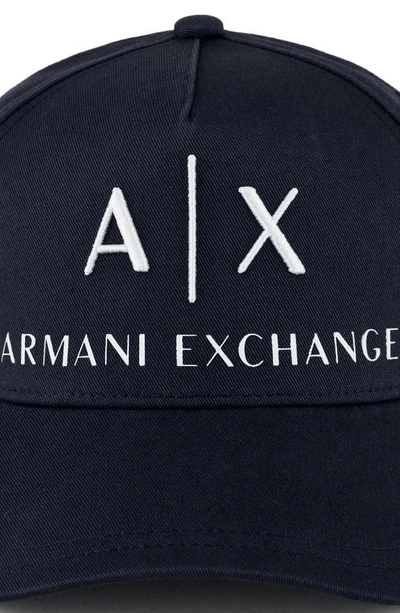 Shop Armani Exchange Classic Embroidered Logo Baseball Cap In Navy