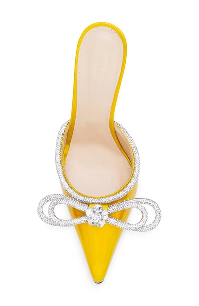 Shop Mach & Mach Crystal Double Bow Pointed Toe Mule In Iridiscent Yellow