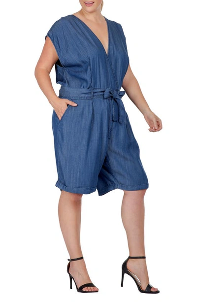 Shop Standards & Practices V-neck Romper In 3235indigo