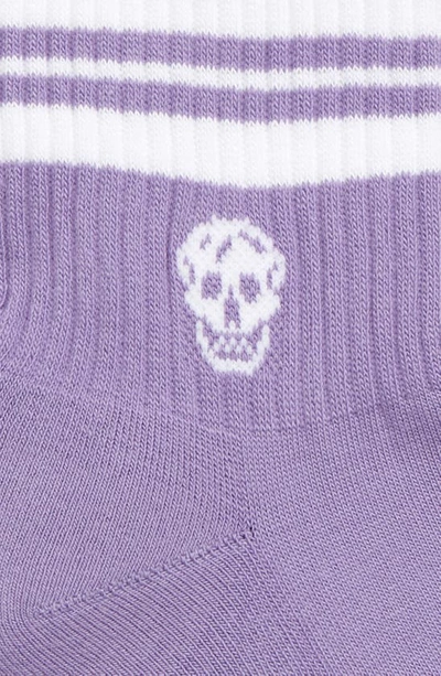 Shop Alexander Mcqueen Stripe Skull Socks In Lilac/ White