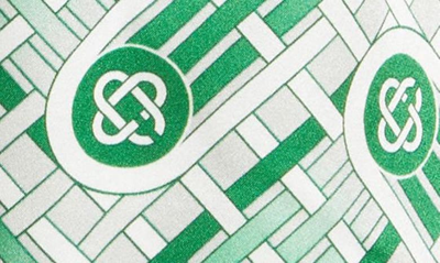 Shop Casablanca Silk Drawstring Shorts In Green Ping Pong Monogram