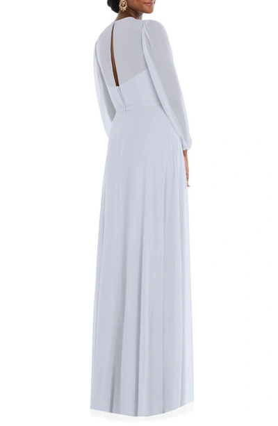 Shop Dessy Collection Long Sleeve Evening Gown In Silver Dove