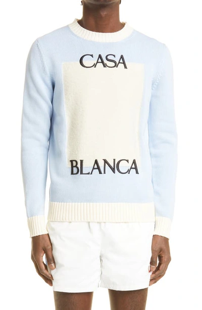 Shop Casablanca Multimedia Crewneck Sweater In Light Blue