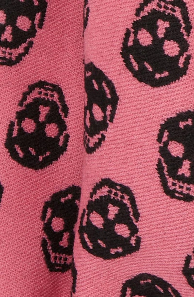 Shop Alexander Mcqueen Skull Wool Reversible Scarf In Pink/ Black