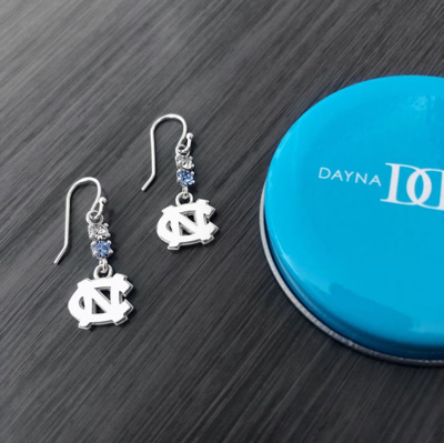 Shop Dayna Designs North Carolina Tar Heels Dangle Crystal Earrings In Silver