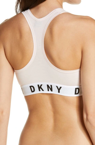 Shop Dkny Logo Wirefree Bralette In Pearl Cream