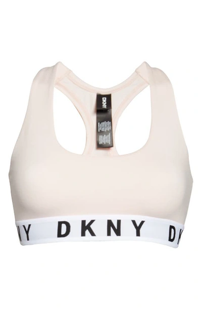 Shop Dkny Logo Wirefree Bralette In Pearl Cream