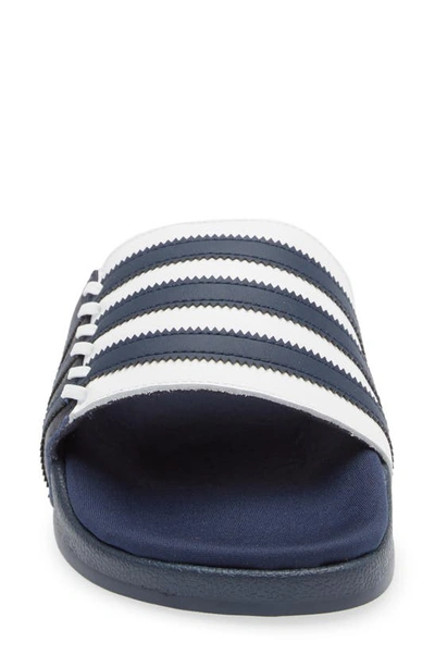 Shop Adidas Originals Adilette Slide Sandal In Collegiate Navy/ Navy/ White