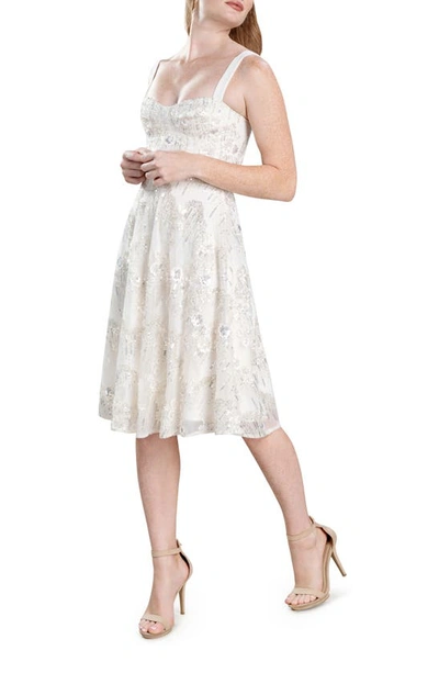 Dress The Population Bridal Adelina Fit-and-flare Dress In White Multi