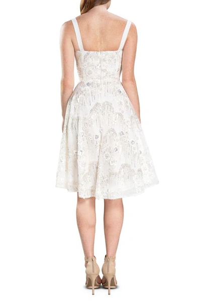 Dress The Population Bridal Adelina Fit-and-flare Dress In White Multi