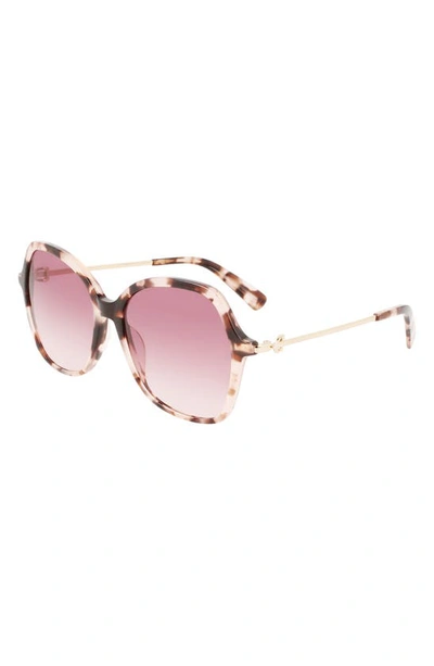 Longchamp 57mm Amazone Modified Rectangle Sunglasses In Rose Havana