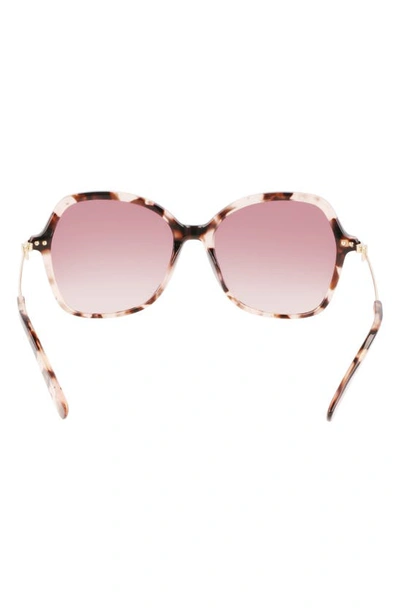 Longchamp 57mm Amazone Modified Rectangle Sunglasses In Rose Havana