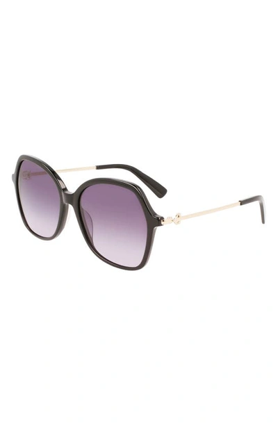 Longchamp 57mm Amazone Modified Rectangle Sunglasses In Black