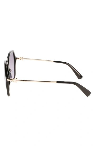 Shop Longchamp 57mm Amazone Modified Rectangle Sunglasses In Black
