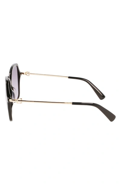 Longchamp 57mm Amazone Modified Rectangle Sunglasses In Black