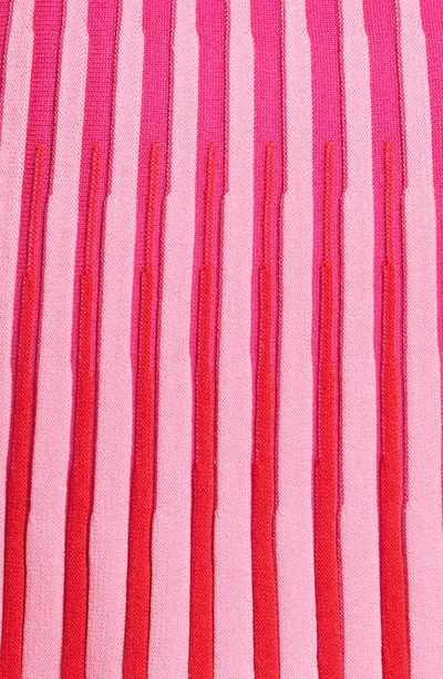 Shop Milly Inset Stripe Godet Dress In Shocking Pink Multi