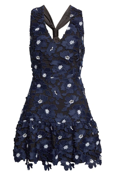 Shop Milly Ania Lace Poppy Cocktail Dress In Navy
